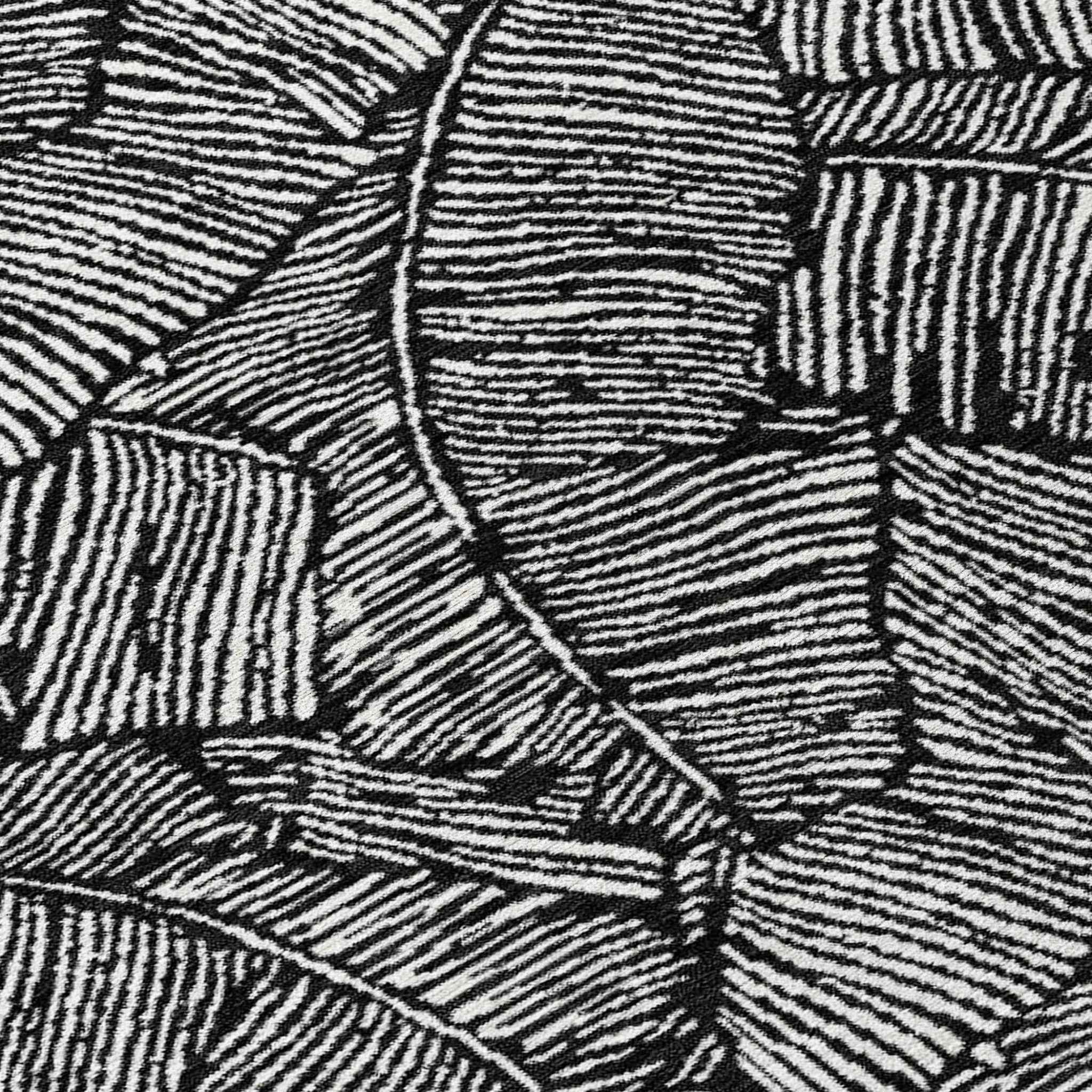 8' X 10' Black And Ivory Floral Washable Indoor Outdoor Area Rug