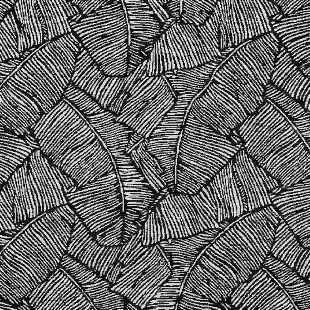 8' X 10' Black And Ivory Floral Washable Indoor Outdoor Area Rug