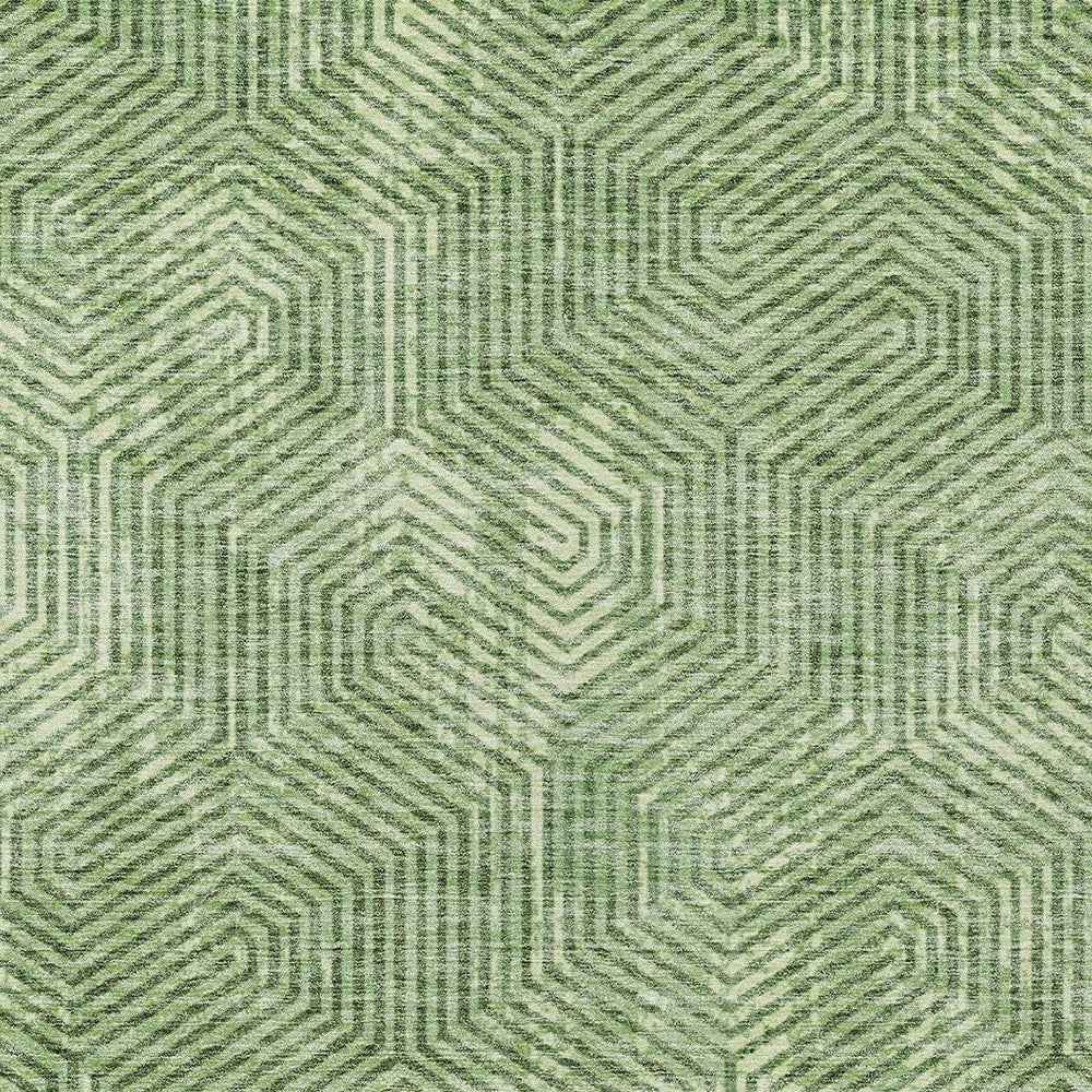 3' X 5' Green And Light Green Geometric Washable Indoor Outdoor Area Rug