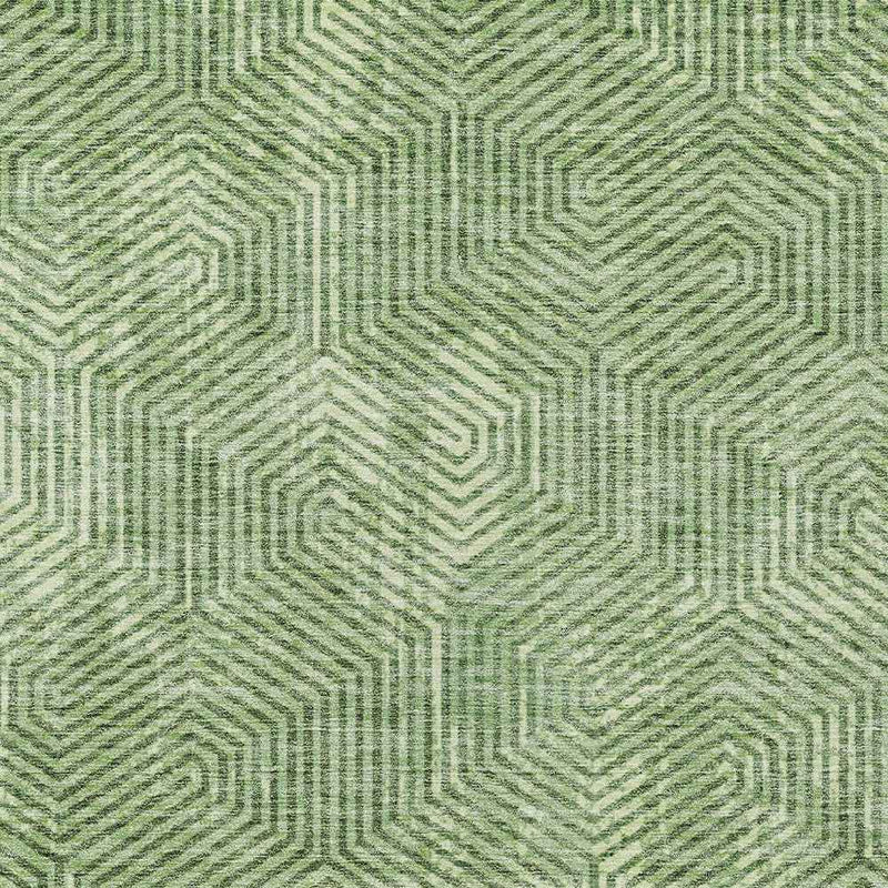 3' X 5' Green And Light Green Geometric Washable Indoor Outdoor Area Rug