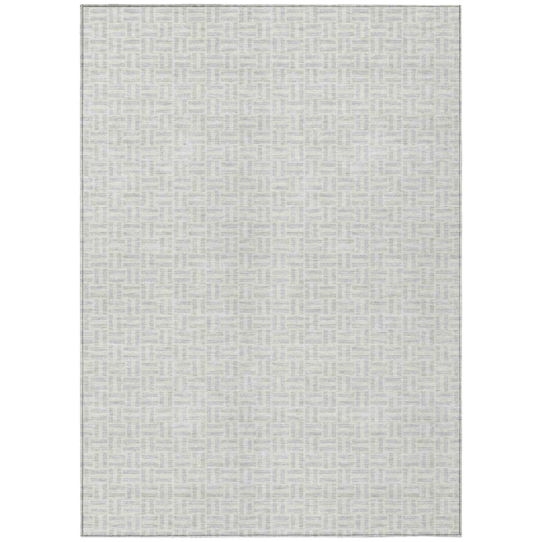 9' X 12' Silver And Gray Geometric Washable Indoor Outdoor Area Rug