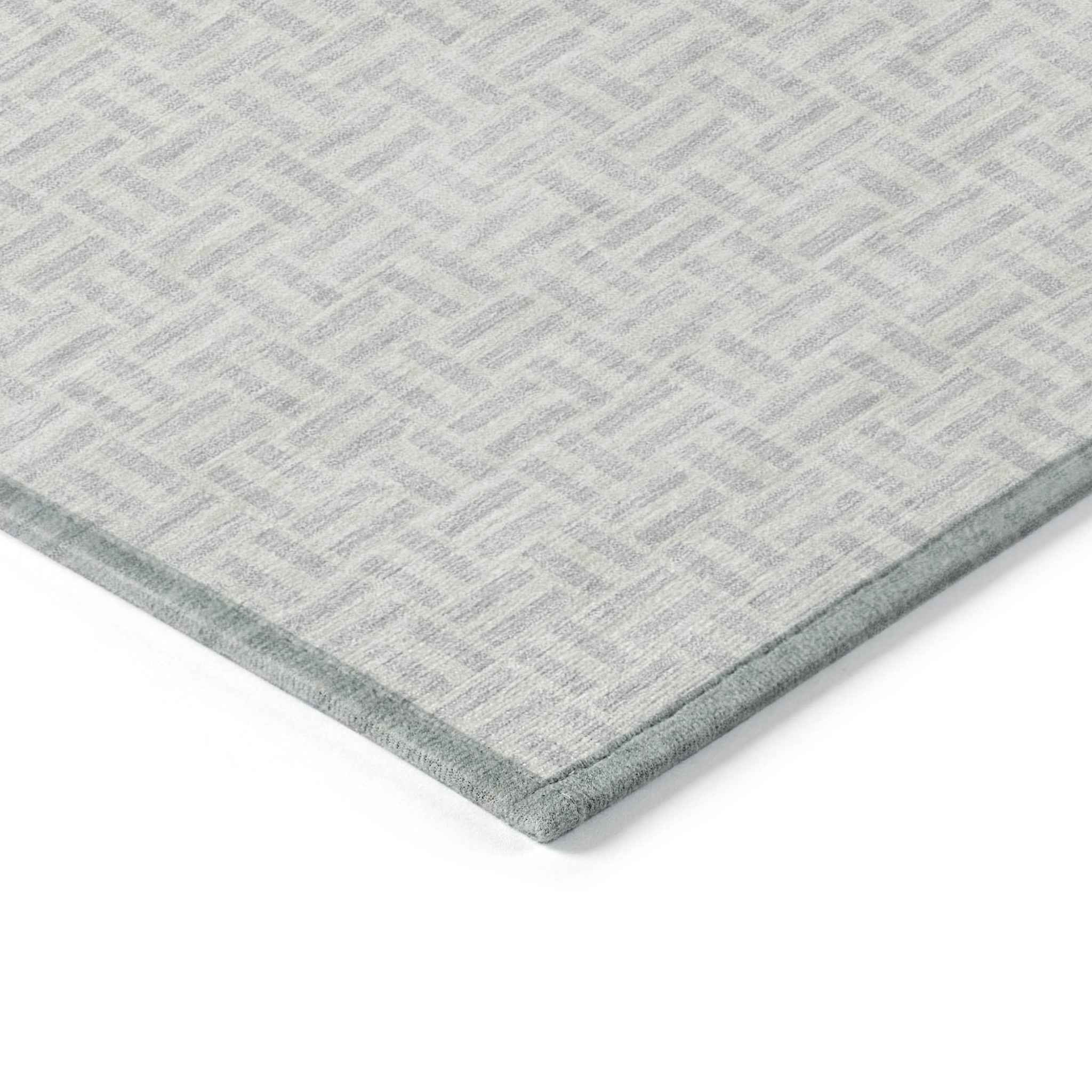 9' X 12' Silver And Gray Geometric Washable Indoor Outdoor Area Rug