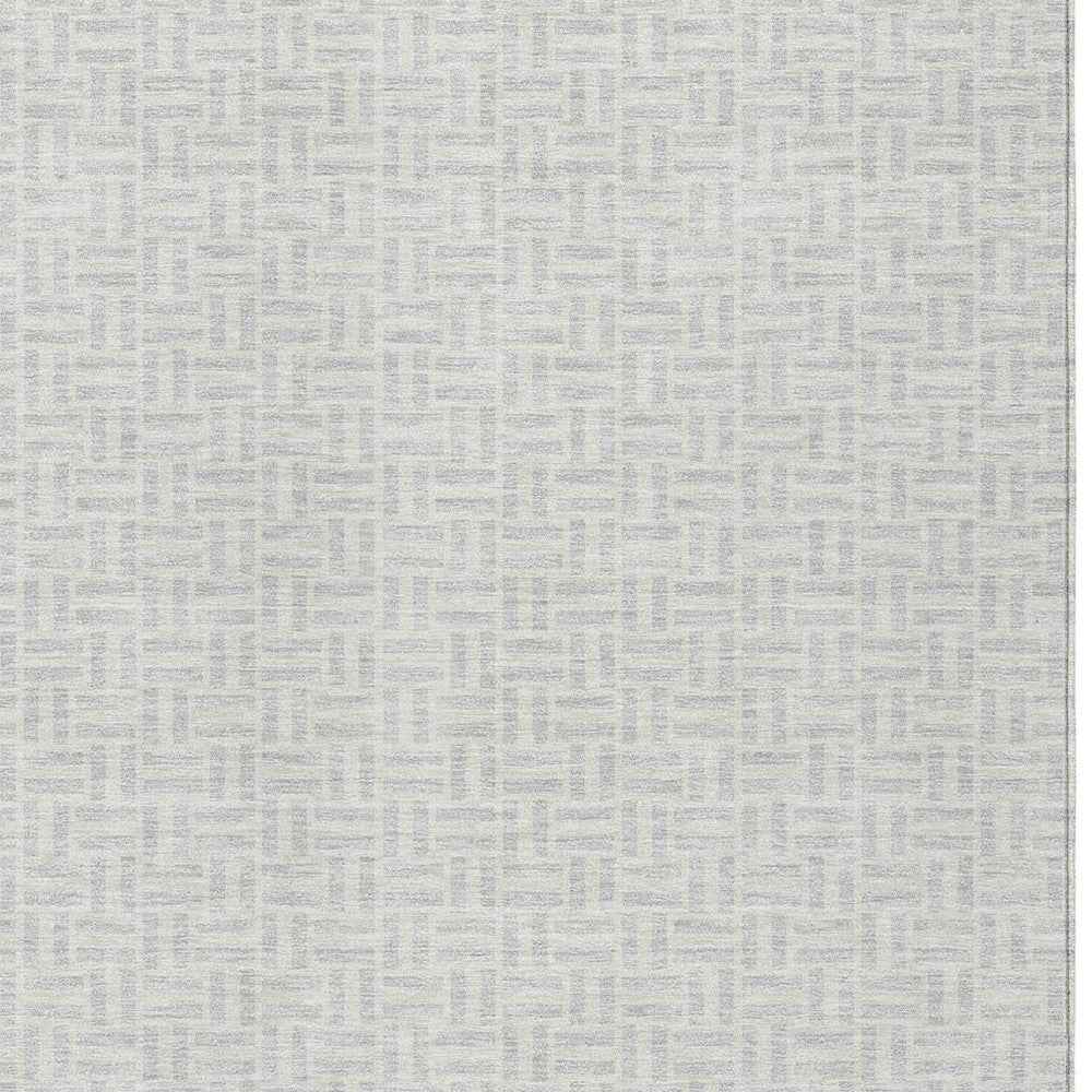 9' X 12' Silver And Gray Geometric Washable Indoor Outdoor Area Rug