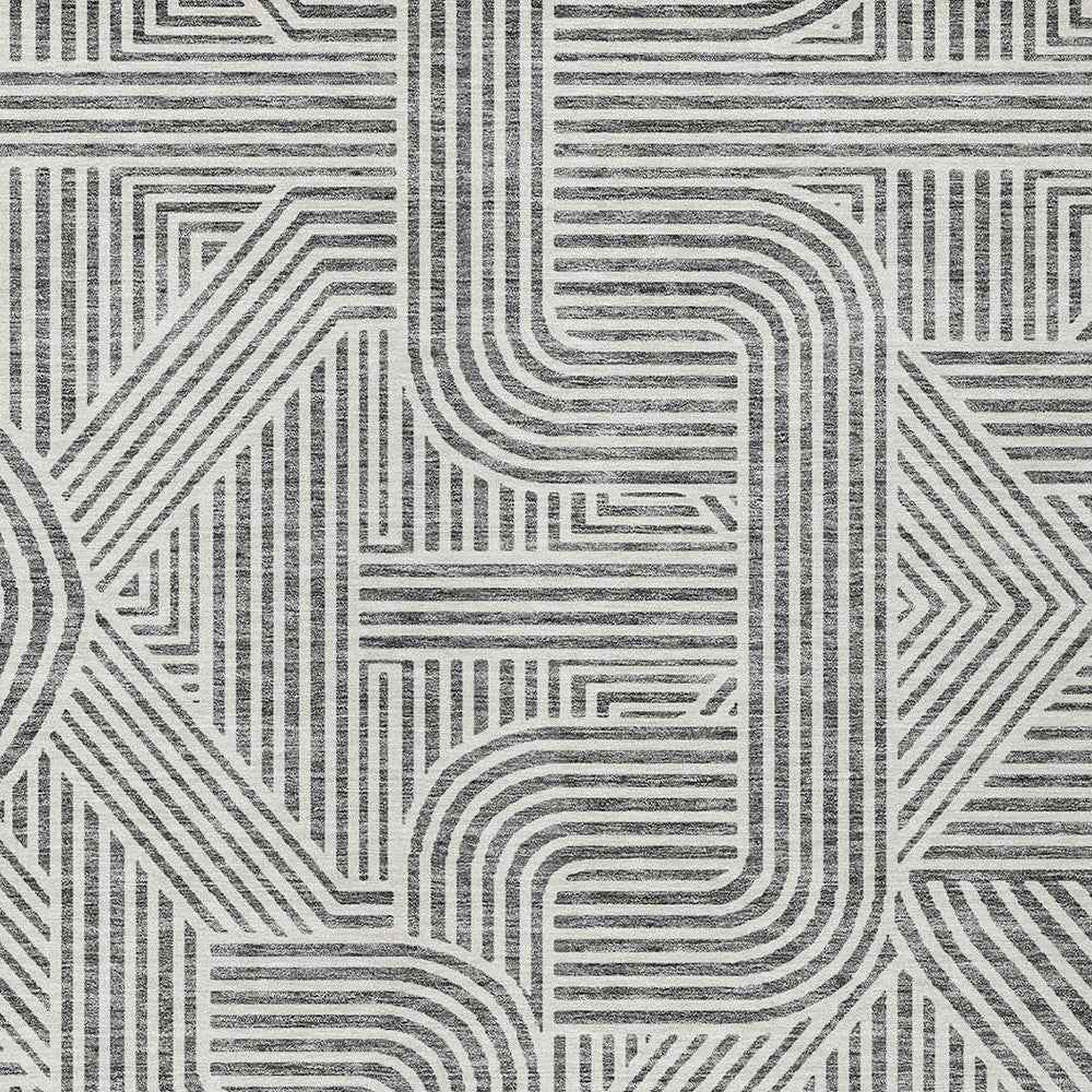 10' X 14' Gray And Ivory Abstract Washable Indoor Outdoor Area Rug