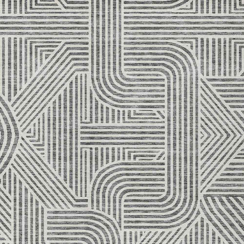 10' X 14' Gray And Ivory Abstract Washable Indoor Outdoor Area Rug