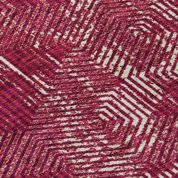 8' X 10' Burgundy And Ivory Geometric Washable Indoor Outdoor Area Rug