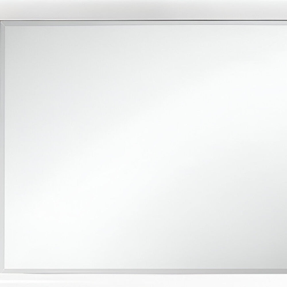 34" White Wood Framed Accent Mirror