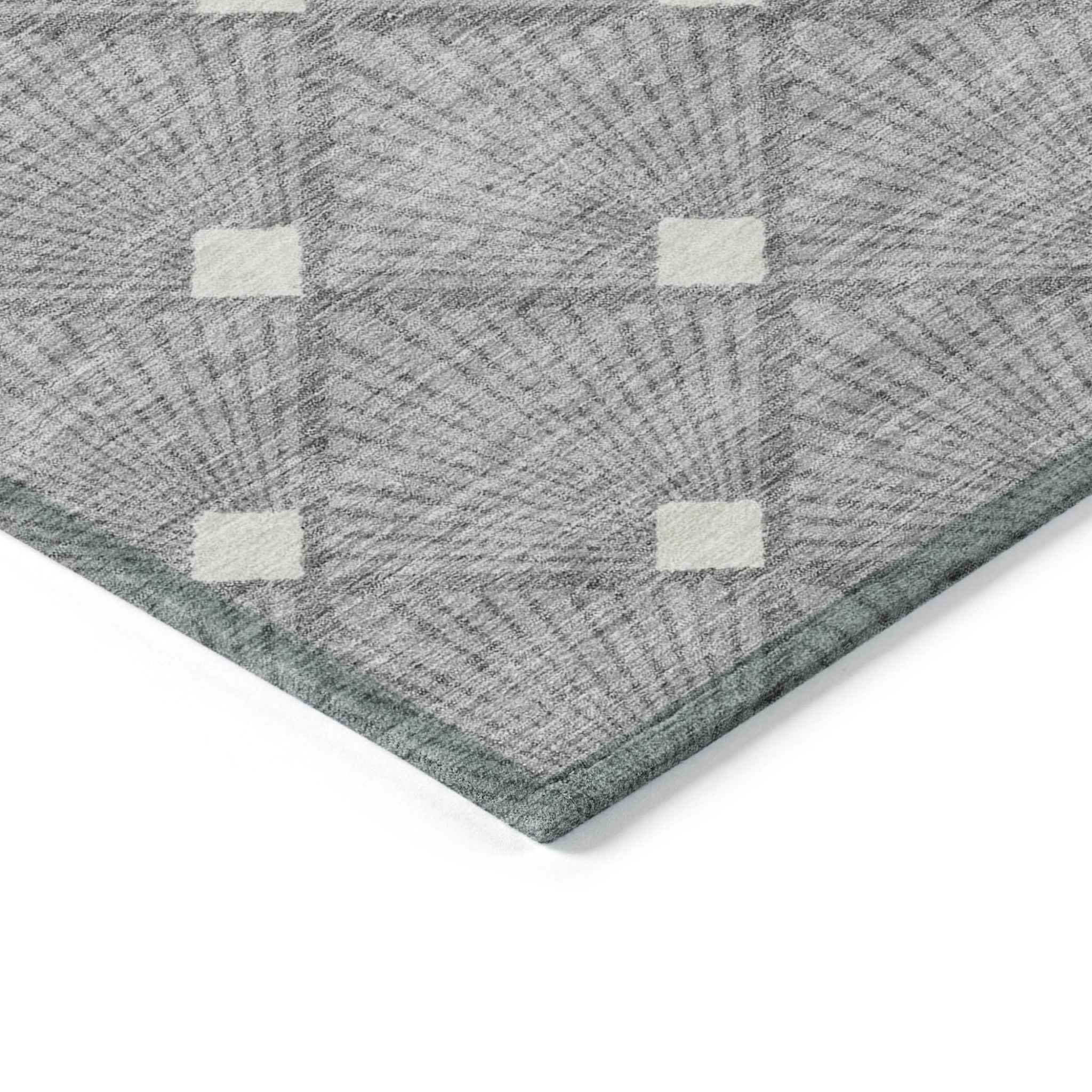 8' X 10' Gray And Ivory Geometric Washable Indoor Outdoor Area Rug