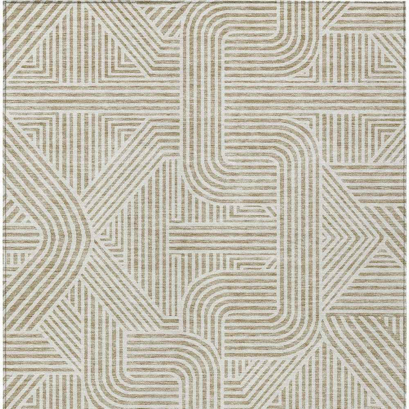 3' X 5' Beige And Brown Abstract Washable Indoor Outdoor Area Rug