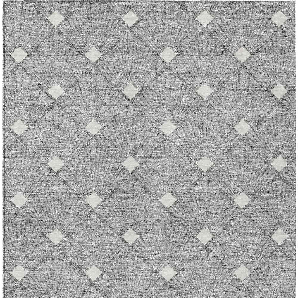 8' X 10' Gray And Ivory Geometric Washable Indoor Outdoor Area Rug