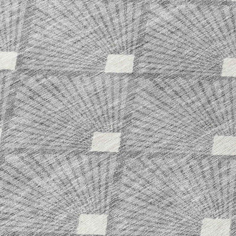8' X 10' Gray And Ivory Geometric Washable Indoor Outdoor Area Rug