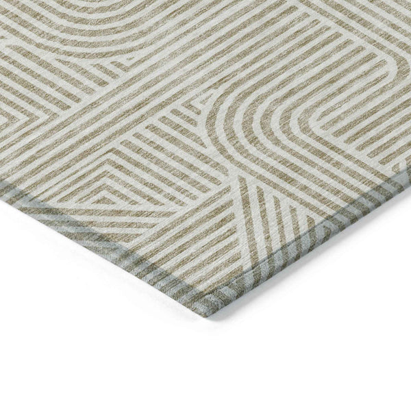 5' X 8' Beige And Brown Abstract Washable Indoor Outdoor Area Rug