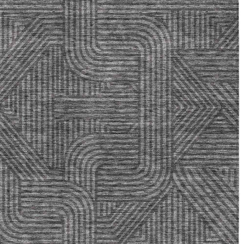 10' X 14' Charcoal And Gray Abstract Washable Indoor Outdoor Area Rug
