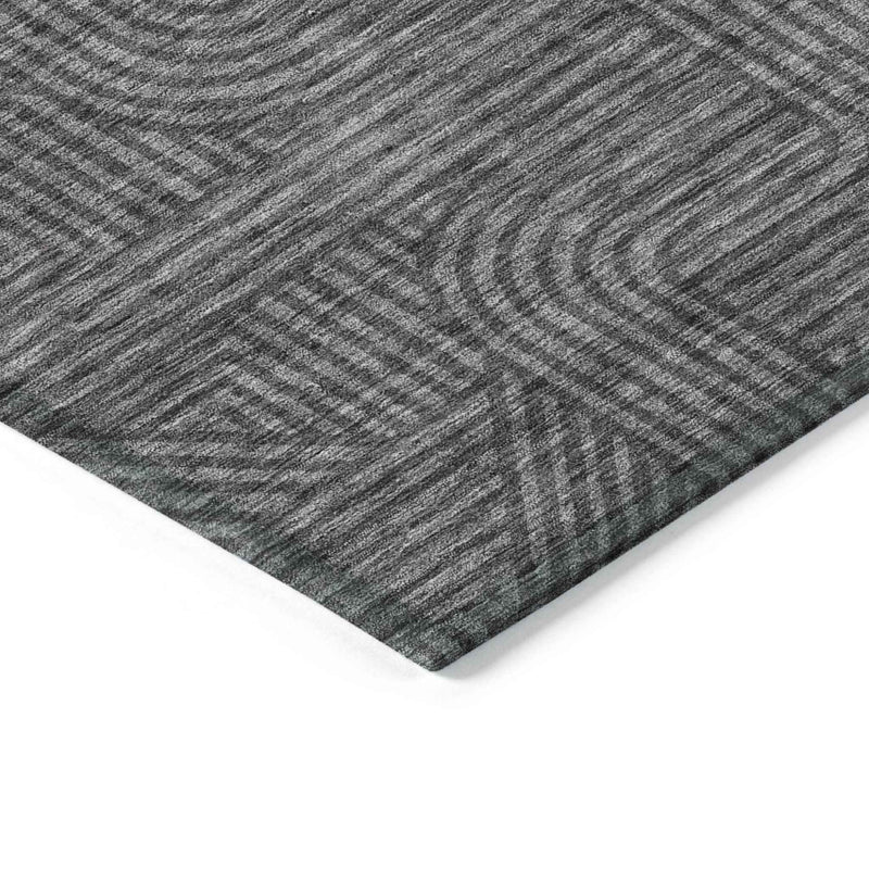 10' X 14' Charcoal And Gray Abstract Washable Indoor Outdoor Area Rug