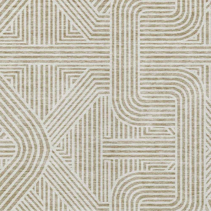 5' X 8' Beige And Brown Abstract Washable Indoor Outdoor Area Rug
