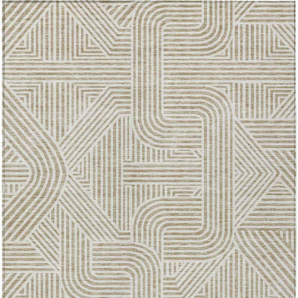 5' X 8' Beige And Brown Abstract Washable Indoor Outdoor Area Rug