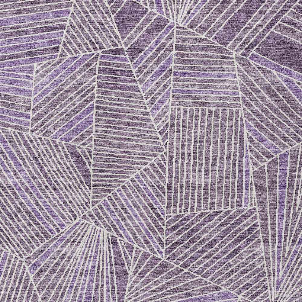 8' X 10' Purple And Ivory Geometric Washable Indoor Outdoor Area Rug