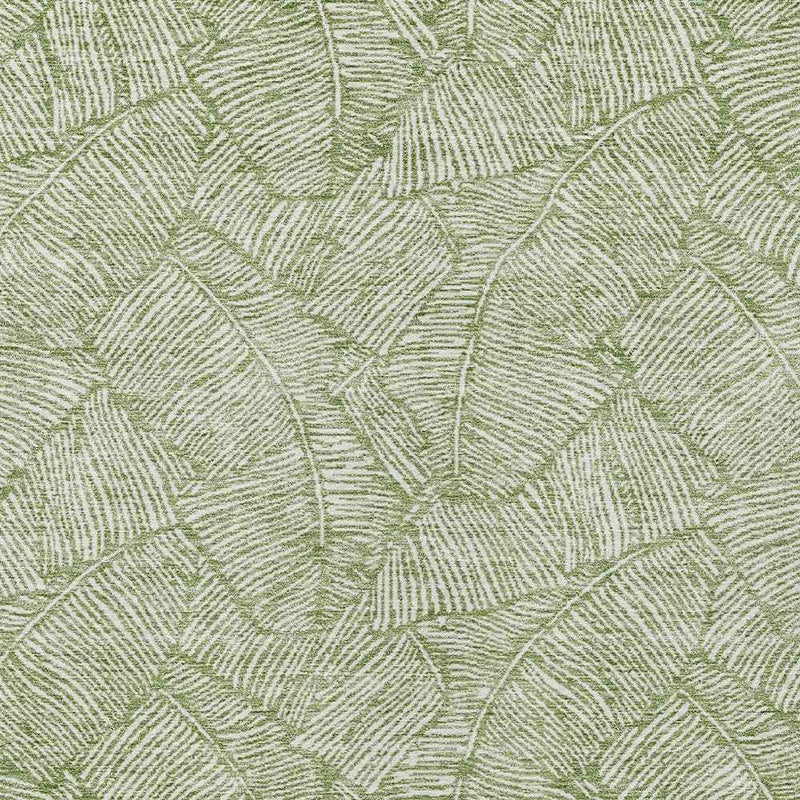 10' X 14' Green And Ivory Floral Washable Indoor Outdoor Area Rug