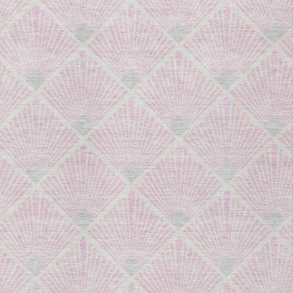 3' X 5' Pink Gray And Ivory Geometric Washable Indoor Outdoor Area Rug