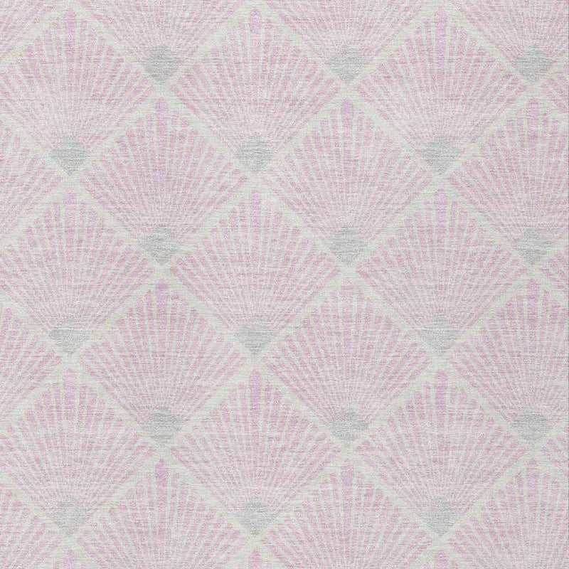 3' X 5' Pink Gray And Ivory Geometric Washable Indoor Outdoor Area Rug