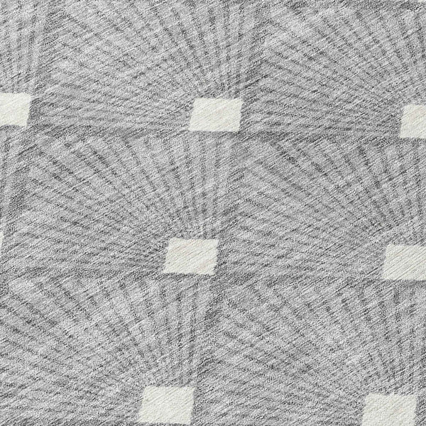 3' X 5' Gray And Ivory Geometric Washable Indoor Outdoor Area Rug