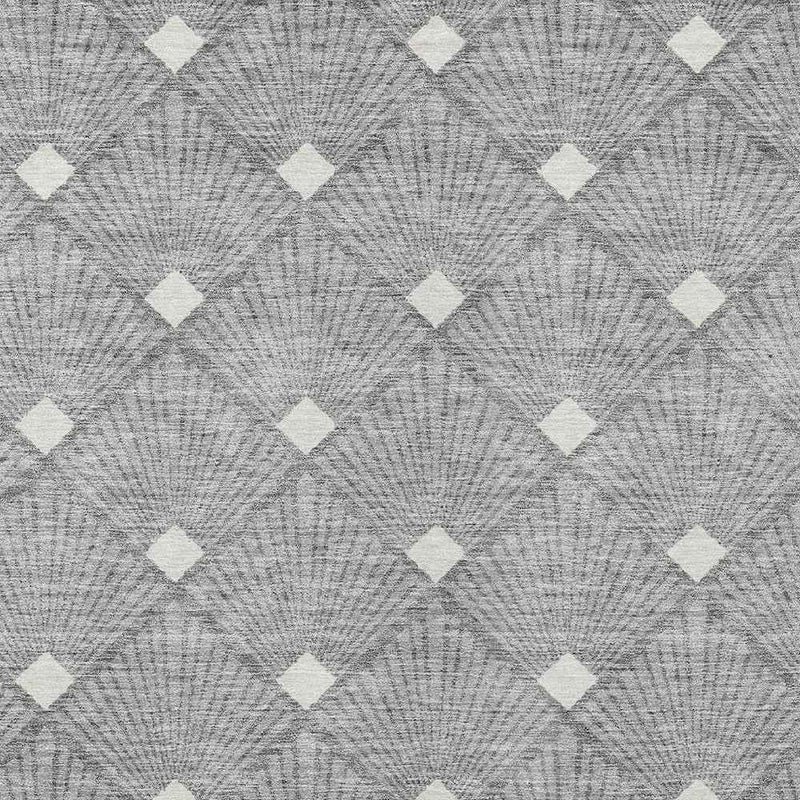 3' X 5' Gray And Ivory Geometric Washable Indoor Outdoor Area Rug