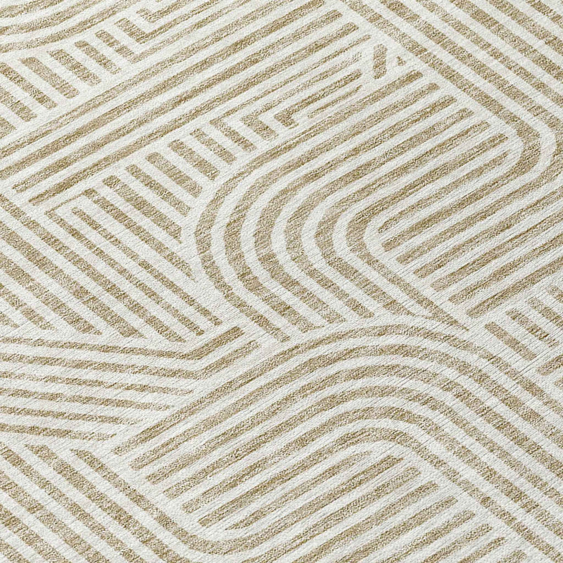 10' X 14' Beige And Brown Abstract Washable Indoor Outdoor Area Rug