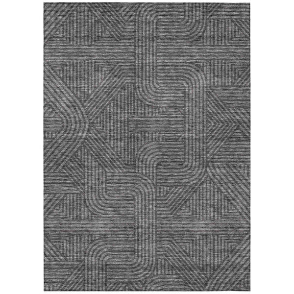 3' X 5' Charcoal And Gray Abstract Washable Indoor Outdoor Area Rug