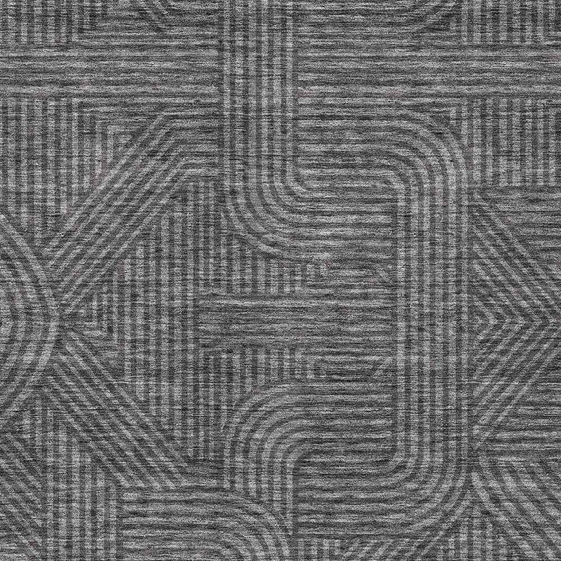 3' X 5' Charcoal And Gray Abstract Washable Indoor Outdoor Area Rug