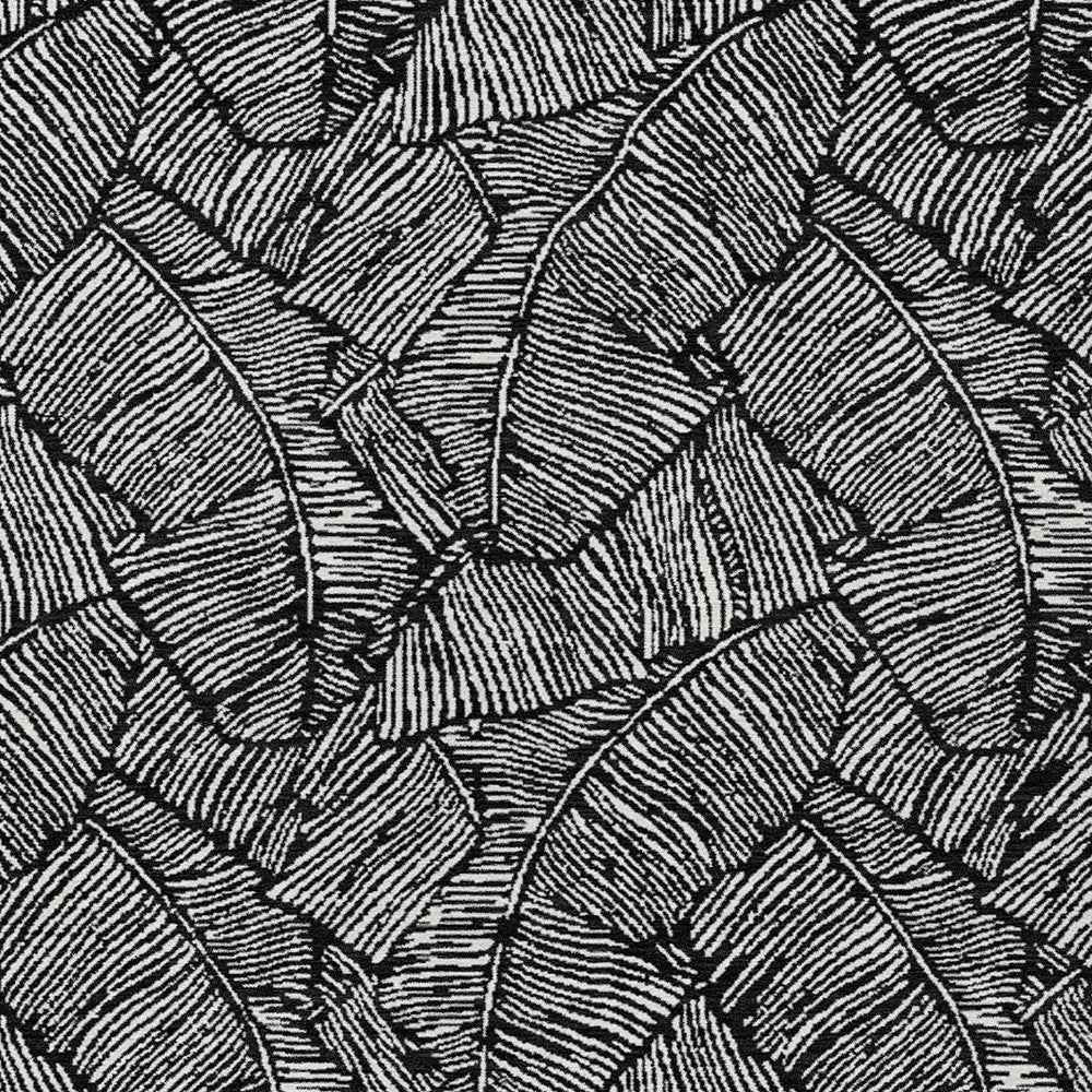 5' X 8' Black And Ivory Floral Washable Indoor Outdoor Area Rug