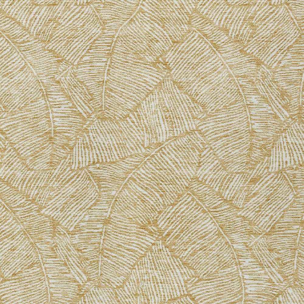 8' X 10' Gold And Beige Floral Washable Indoor Outdoor Area Rug