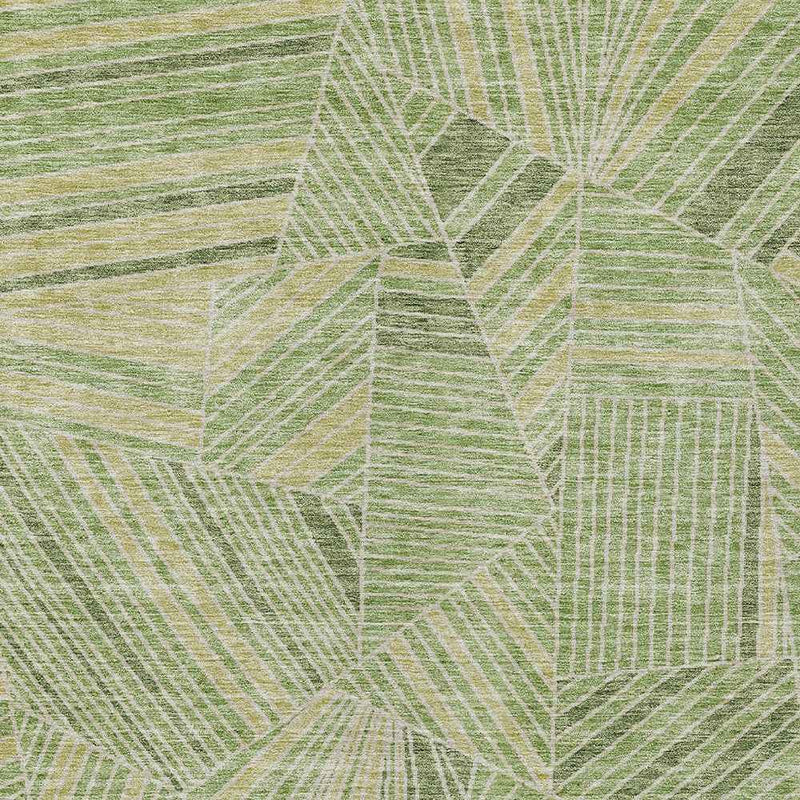 3' X 5' Green And Olive Green Geometric Washable Indoor Outdoor Area Rug