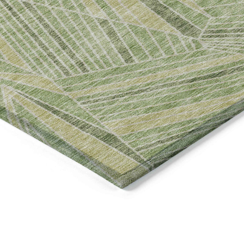 3' X 5' Green And Olive Green Geometric Washable Indoor Outdoor Area Rug