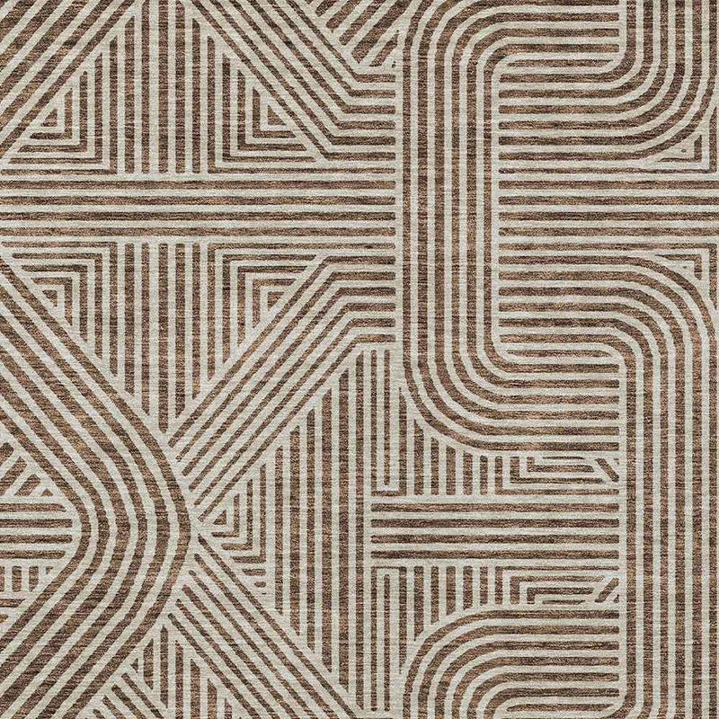 8' X 10' Brown And Beige Abstract Washable Indoor Outdoor Area Rug