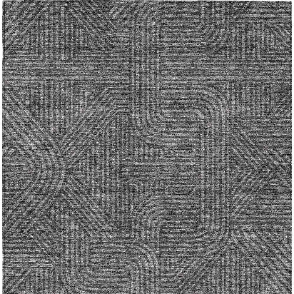 5' X 8' Charcoal And Gray Abstract Washable Indoor Outdoor Area Rug
