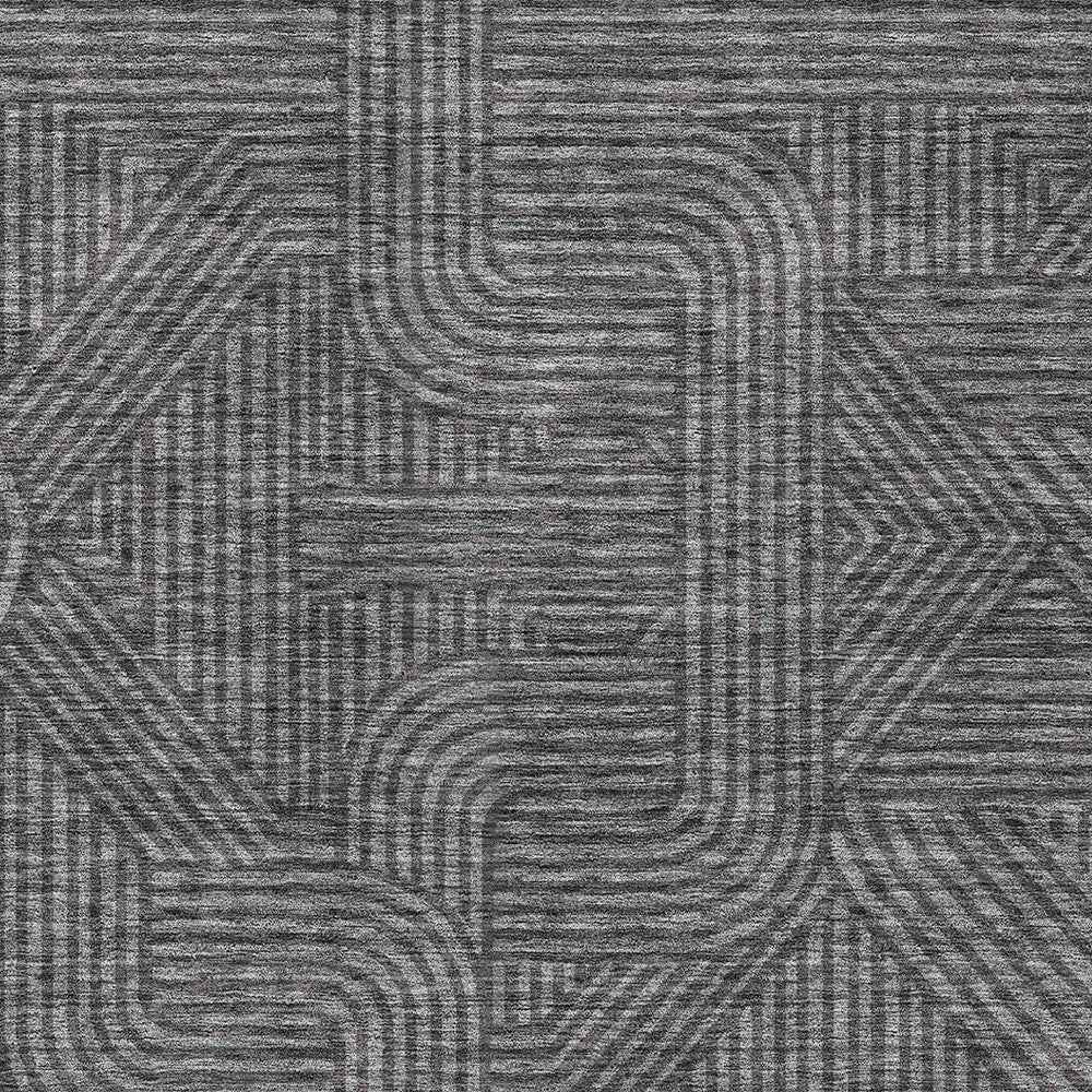 5' X 8' Charcoal And Gray Abstract Washable Indoor Outdoor Area Rug