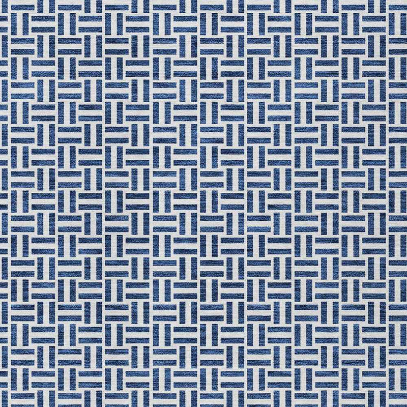 10' X 14' Navy Blue And Gray Geometric Washable Indoor Outdoor Area Rug