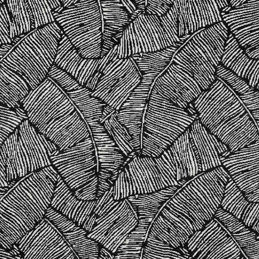 10' X 14' Black And Ivory Floral Washable Indoor Outdoor Area Rug