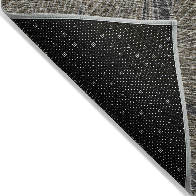 9' X 12' Brown Black And Gray Geometric Washable Indoor Outdoor Area Rug