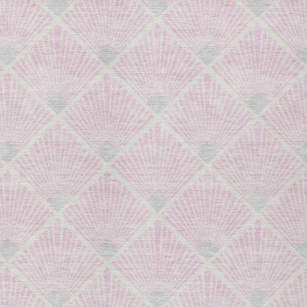10' X 14' Pink Gray And Ivory Geometric Washable Indoor Outdoor Area Rug