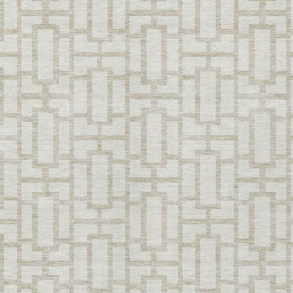 5' X 8' Ivory And Beige Geometric Washable Indoor Outdoor Area Rug