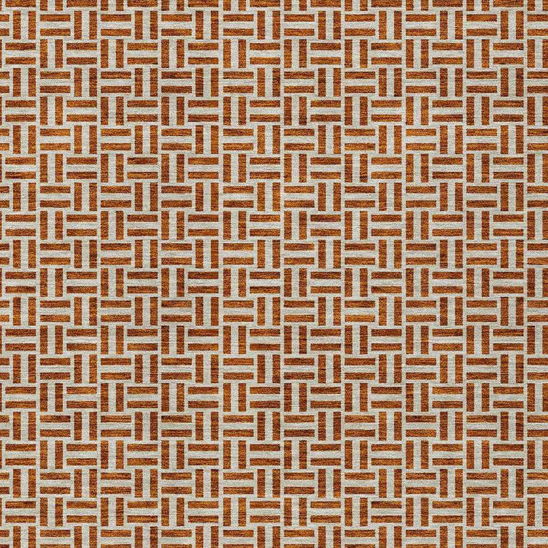 5' X 8' Copper And Beige Geometric Washable Indoor Outdoor Area Rug