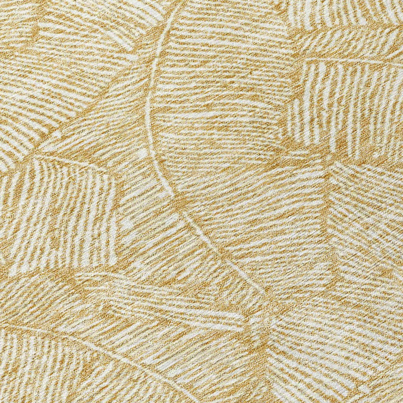10' X 14' Gold And Beige Floral Washable Indoor Outdoor Area Rug