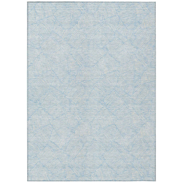 3' X 5' Sky Blue And Ivory Floral Washable Indoor Outdoor Area Rug