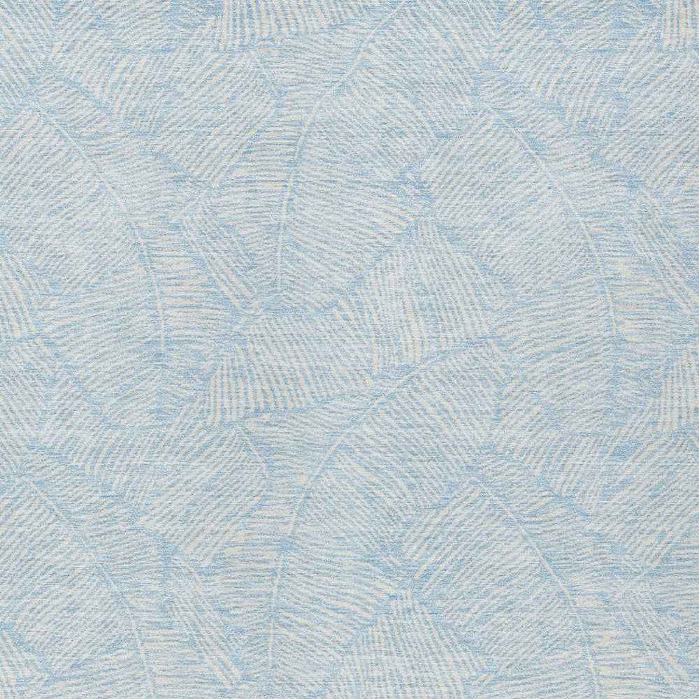 9' X 12' Sky Blue And Ivory Floral Washable Indoor Outdoor Area Rug