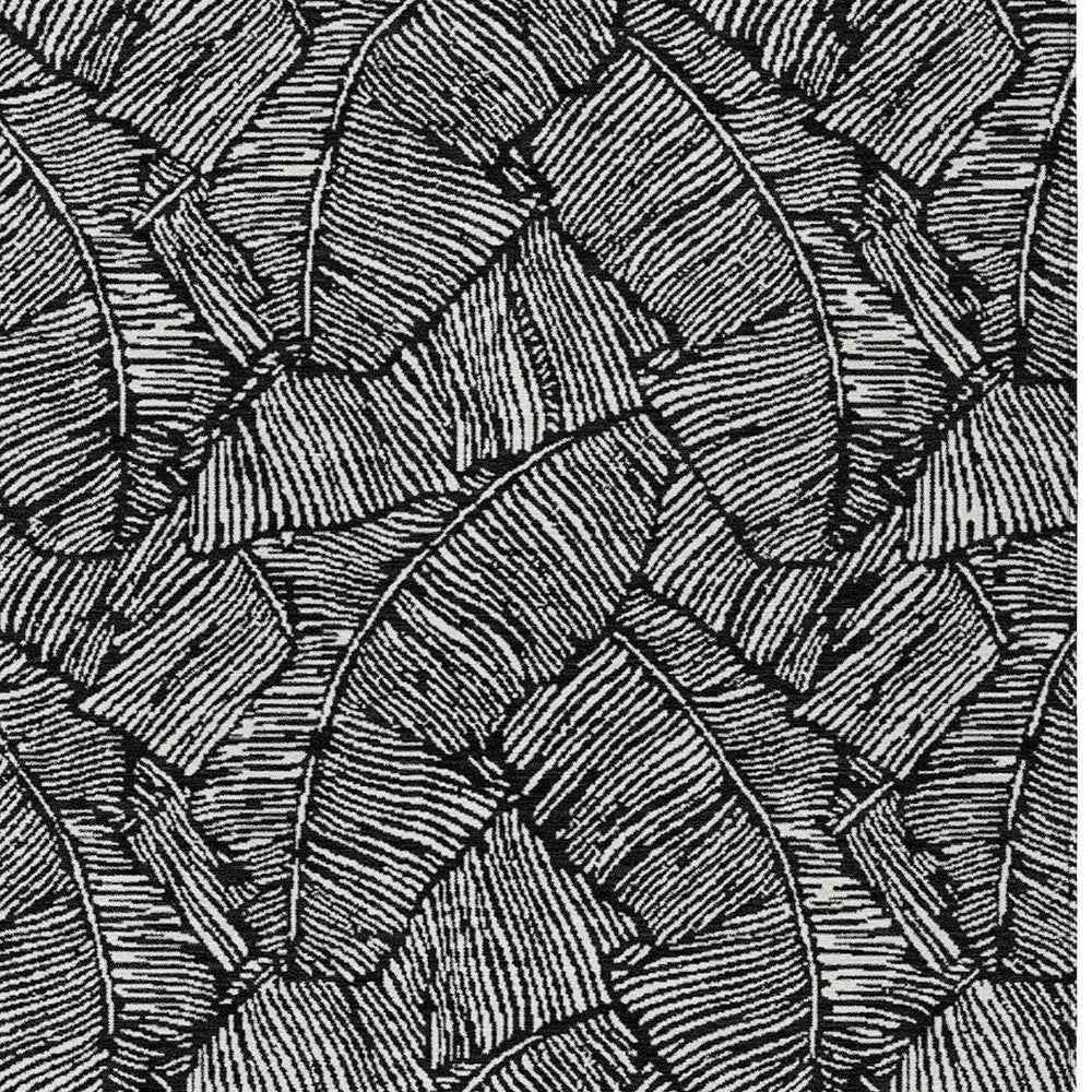 3' X 5' Black And Ivory Floral Washable Indoor Outdoor Area Rug