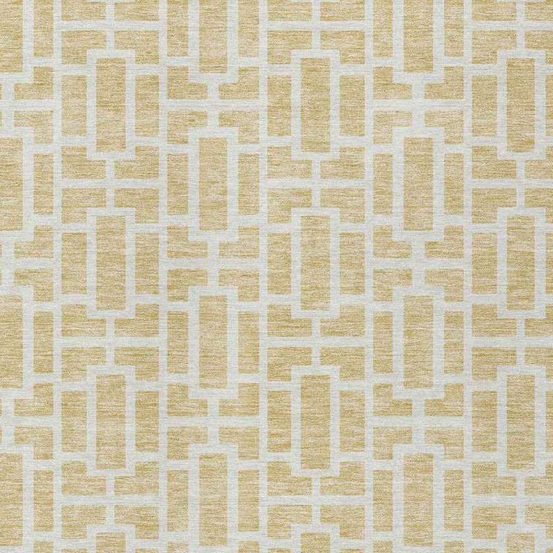 10' X 14' Wheat And Ivory Geometric Washable Indoor Outdoor Area Rug
