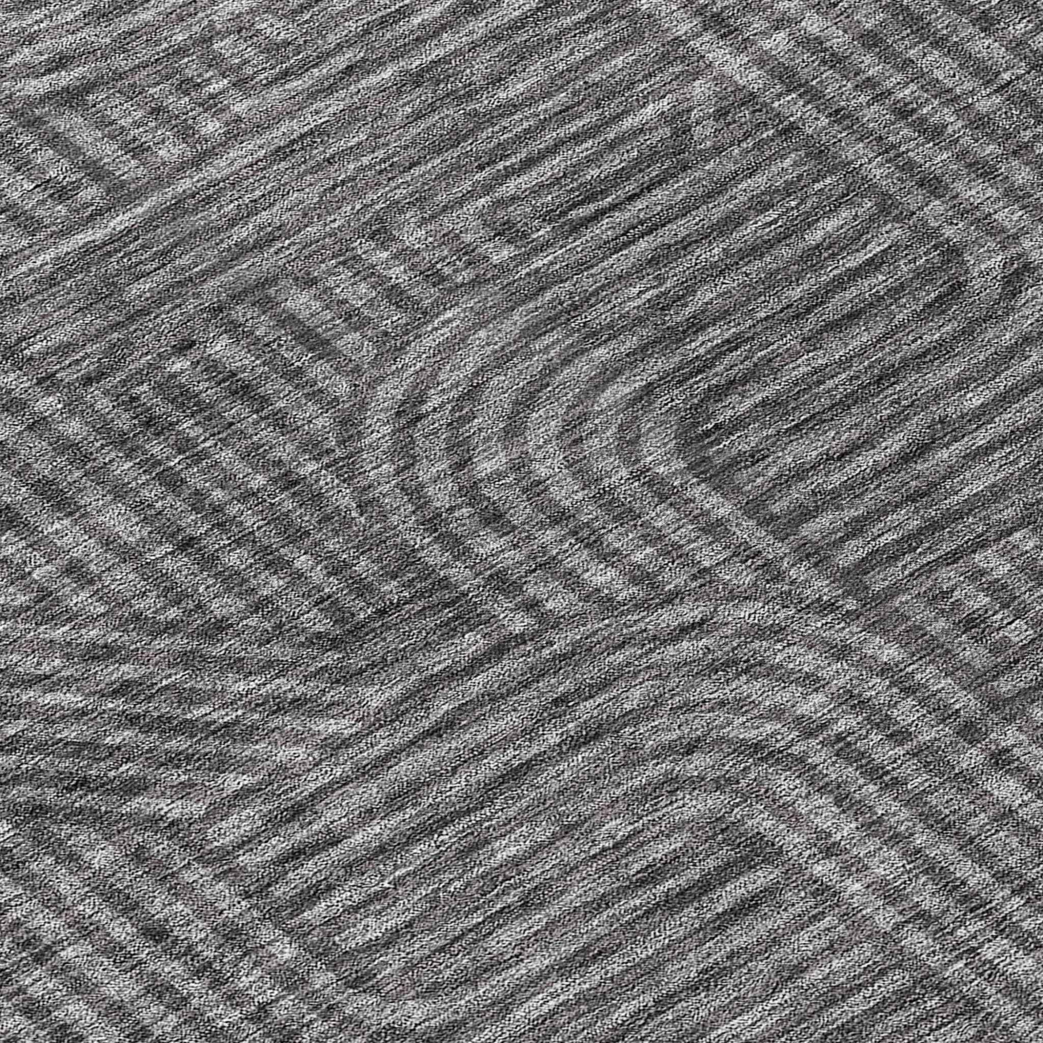 8' Charcoal And Gray Round Abstract Washable Indoor Outdoor Area Rug