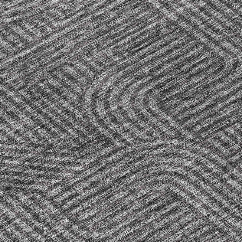 8' Charcoal And Gray Round Abstract Washable Indoor Outdoor Area Rug