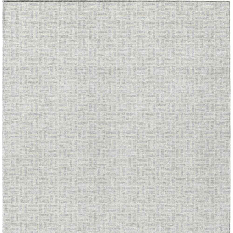 3' X 5' Silver And Gray Geometric Washable Indoor Outdoor Area Rug